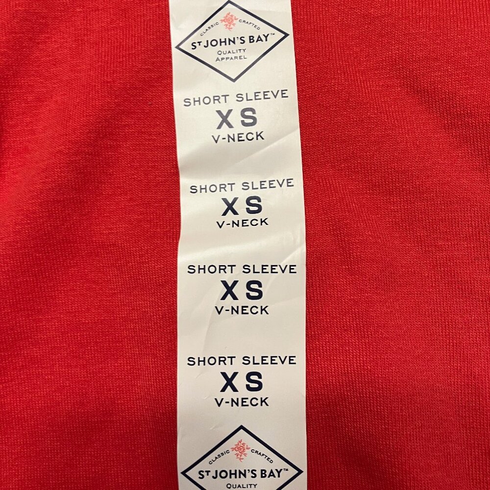 NWT St Johns Bay V-Neck Tee Shirt Short Sleeve Orange Size XS - Picture 3 of 6